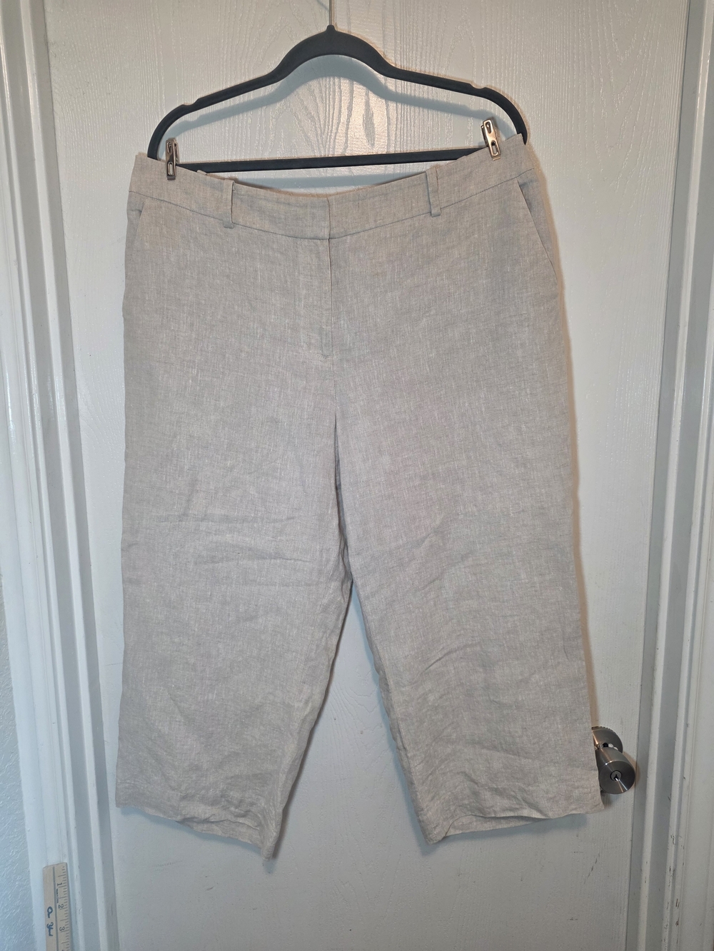 Women's Linen Talbots Wide Leg Cropped Pants - Light Beige